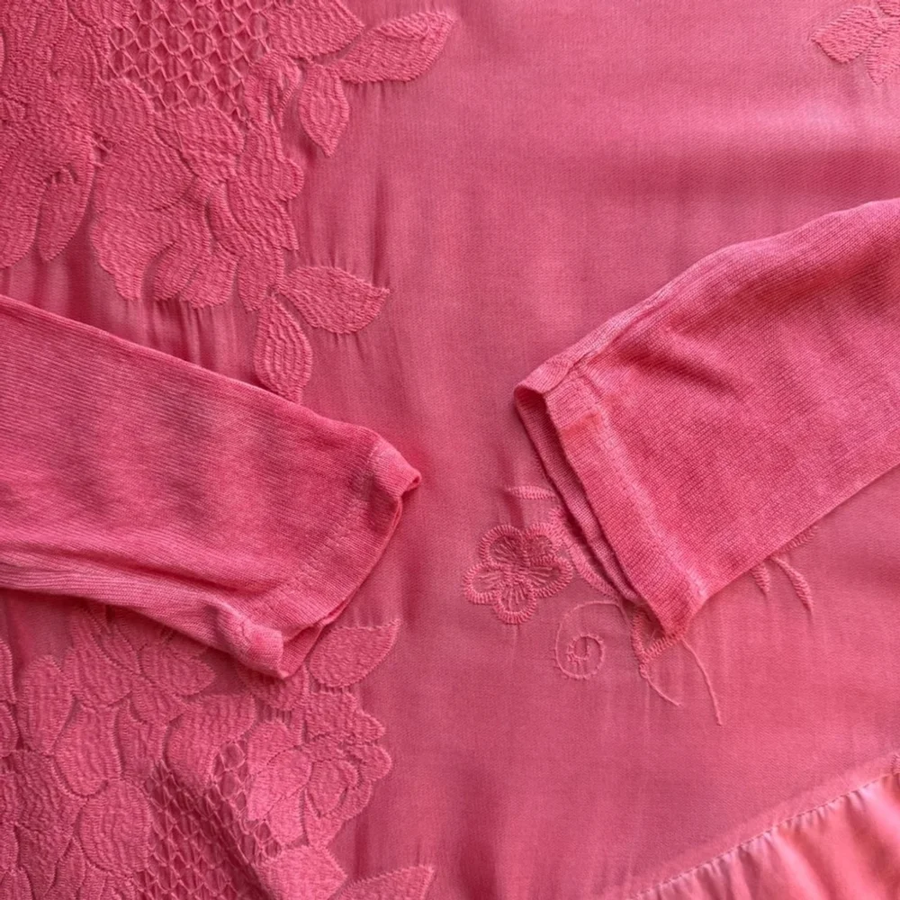 Boho Cottagecore Coral Floral Lace Tunic With Tank Size XS S Stretch Sheer - Picture 5 of 16